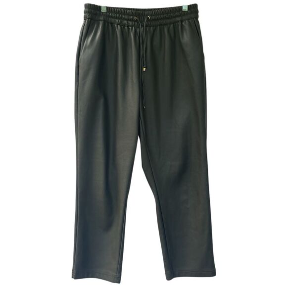 Marc by Andrew Marc Drawstring Faux Leather Pants Army Green Womens M Streetwear - Picture 1 of 9